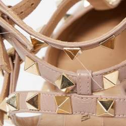 Pre Owned Valentino Beige Patent and Leather Rockstud Pumps Size 36