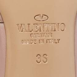 Pre Owned Valentino Beige Patent and Leather Rockstud Pumps Size 36