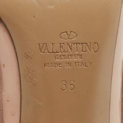 Pre Owned Valentino Pink/Beige Patent and Leather Rockstud Ankle Strap Pumps Size 36