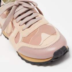 Pre Owned Valentino Multicolor Leather and Suede Rockrunner Sneakers Size 39
