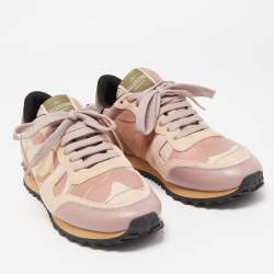 Pre Owned Valentino Multicolor Leather and Suede Rockrunner Sneakers Size 39