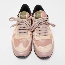 Pre Owned Valentino Multicolor Leather and Suede Rockrunner Sneakers Size 39