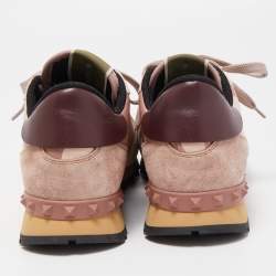 Pre Owned Valentino Multicolor Leather and Suede Rockrunner Sneakers Size 39