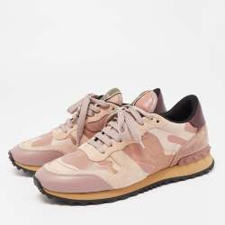 Pre Owned Valentino Multicolor Leather and Suede Rockrunner Sneakers Size 39