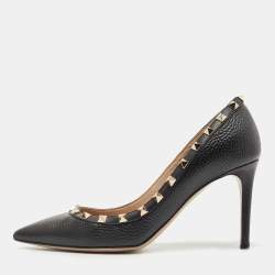 Valentino Black Leather Rockstud Pumps Size 38