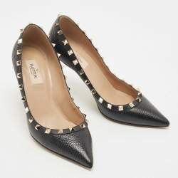 Valentino Black Leather Rockstud Pumps Size 38