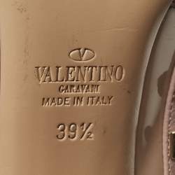 Pre Owned Valentino Beige Leather and Patent Leather Rockstud Pumps Size 39.5