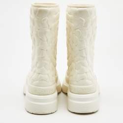 Pre Owned Valentino White Rubber 03 Rose Edition Atelier Mid Calf Boots Size 39