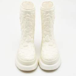 Pre Owned Valentino White Rubber 03 Rose Edition Atelier Mid Calf Boots Size 39