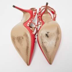 Pre Owned Valentino Pink Leather Rockstud Caged Pumps Size 41