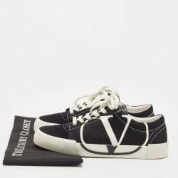 Pre Owned Valentino Black Canvas Low Top Sneakers Size 39