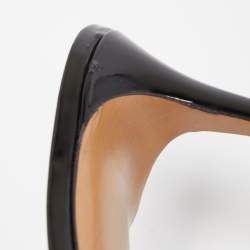 Pre Owned Valentino Black Patent Leather V LOGO Mules Size 39