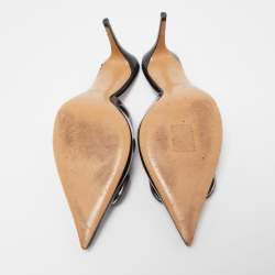 Pre Owned Valentino Black Patent Leather V LOGO Mules Size 39