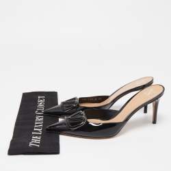 Pre Owned Valentino Black Patent Leather V LOGO Mules Size 39