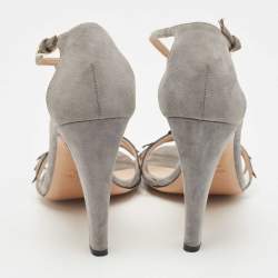 Pre Owned Valentino Tricolor Suede and Patent Leather Broken Heart Ankle Strap Sandals Size 39