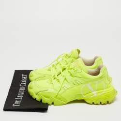 Valentino Neon Green Leather and Mesh Climber Sneakers Size 39