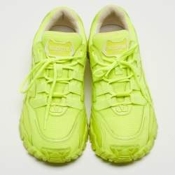 Valentino Neon Green Leather and Mesh Climber Sneakers Size 39