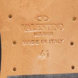 Pre Owned Valentino Black Leather Rolling Stud Cowboy Boots Size 41