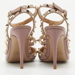 Pre Owned Valentino Pink Leather Rockstud Pumps Size 37