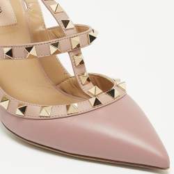 Pre Owned Valentino Pink Leather Rockstud Pumps Size 37
