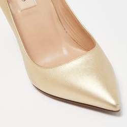 Pre Owned Valentino Gold Leather Pointed Toe Pumps Size 37