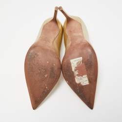 Pre Owned Valentino Gold Leather Pointed Toe Pumps Size 37