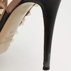 Pre Owned Valentino Black/Beige Leather Rockstud Pumps Size 39