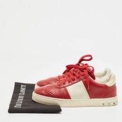 Pre Owned Valentino Red Leather Fly Crew Low Top Sneakers Size 38.5