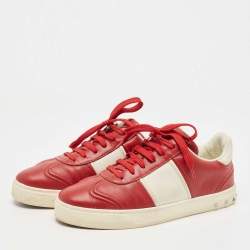 Pre Owned Valentino Red Leather Fly Crew Low Top Sneakers Size 38.5