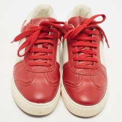 Pre Owned Valentino Red Leather Fly Crew Low Top Sneakers Size 38.5