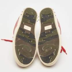 Pre Owned Valentino Red Leather Fly Crew Low Top Sneakers Size 38.5