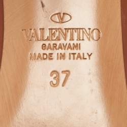Pre Owned Valentino Brown Leather V LOGO Pumps Size 37