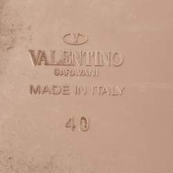 Pre Owned Valentino Beige Rubber Rockstud Ankle Strap Flats Size 40