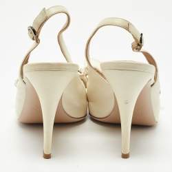Pre Owned Valentino Beige Leather Bow Platform Slingback Sandals Size 40