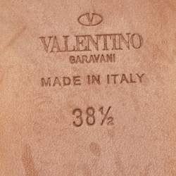 Pre Owned Valentino Metallic Gold Leather Rockstud Thong Flats Size 38.5