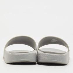 Pre Owned Valentino Grey/Pink Rubber VLTN Flat Slides Size 40