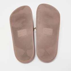 Pre Owned Valentino Pink Rubber Rockstud Flat Slides Size 40