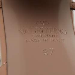 Pre Owned Valentino Beige Patent Leather Stud Slingback Pumps Size 37