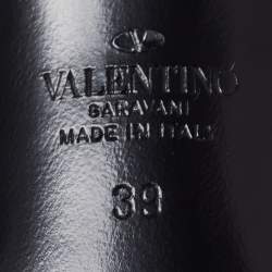 Pre Owned Valentino Beige Leather Roman Stud Ankle Cuff Pointed Toe Pumps Size 39