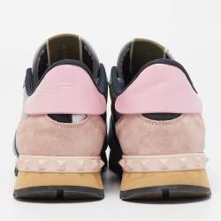 Pre Owned Valentino Multicolor Camo Print Canvas and Leather Rockrunner Sneakers Size 39