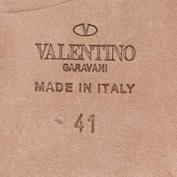 Pre Owned Valentino Red/Off White Leather Rockstud T Strap Ballet Flats Size 41