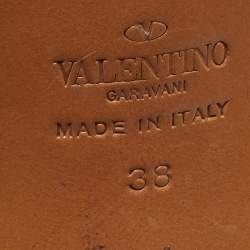 Pre Owned Valentino Brown Leather T-strap Slingback Sandals Size 38