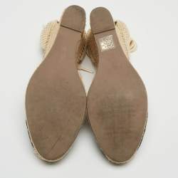 Pre Owned Valentino Black Lace and Mesh Wedge Pumps Size 39 