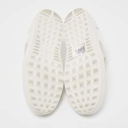 Pre Owned Valentino White/Gold Leather Open Sneakers Size 36.5