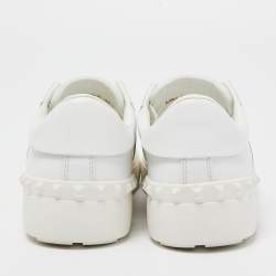 Pre Owned Valentino White/Gold Leather Open Sneakers Size 36.5