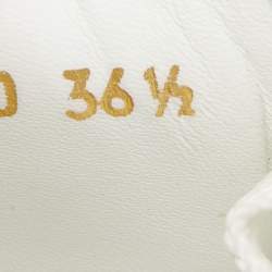 Pre Owned Valentino White/Gold Leather Open Sneakers Size 36.5