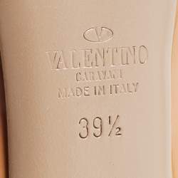 Pre Owned Valentino Beige Patent Leather Studded Peep Toe Pumps Size 39.5