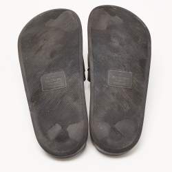 Pre Owned Valentino Black Rubber VLTN Pool Slide Flat Size 40