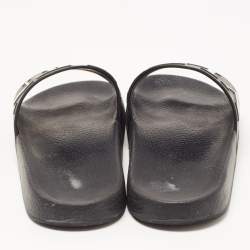 Pre Owned Valentino Black Rubber VLTN Pool Slide Flat Size 40