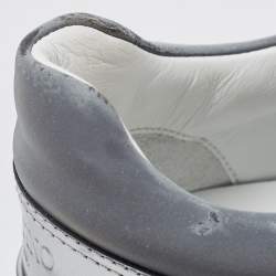 Pre Owned Valentino Silver Leather VLTN Bounce Sneakers Size 37.5